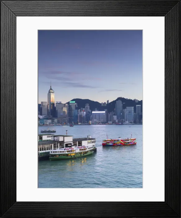 Framed Print : View of Star Ferry Terminal and Hong Kong Island skyline, Hong Kong, China Framed Print : View of Star Ferry Terminal and Hong Kong Island skyline, Hong Kong, China