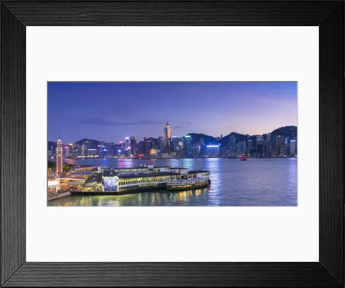 Framed Print : View of Star Ferry Terminal and Hong Kong Island skyline, Hong Kong, China Framed Print : View of Star Ferry Terminal and Hong Kong Island skyline, Hong Kong, China