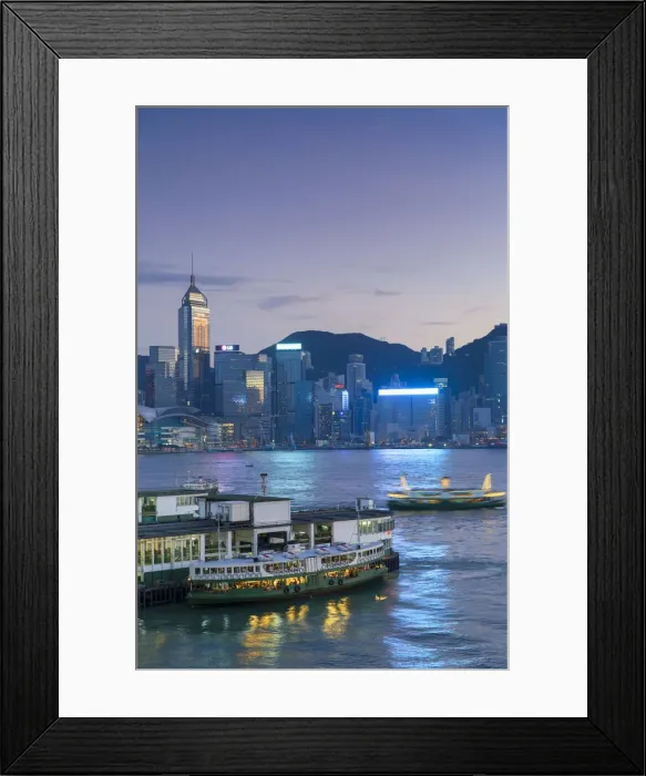 Framed Print : View of Star Ferry Terminal and Hong Kong Island skyline, Hong Kong, China Framed Print : View of Star Ferry Terminal and Hong Kong Island skyline, Hong Kong, China