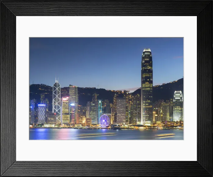 Framed Print : View of Hong Kong Island skyline at dusk, Hong Kong, China Framed Print : View of Hong Kong Island skyline at dusk, Hong Kong, China
