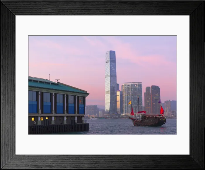 Framed Print : International Commerce Centre (ICC) and junk boat, Kowloon, Hong Kong Framed Print : International Commerce Centre (ICC) and junk boat, Kowloon, Hong Kong