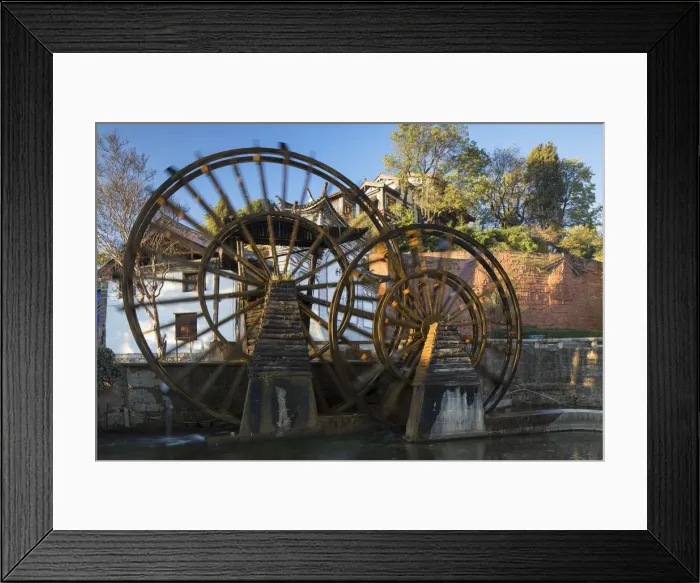 Framed Print : Waterwheels, Lijiang (UNESCO World Heritage Site), Yunnan, China