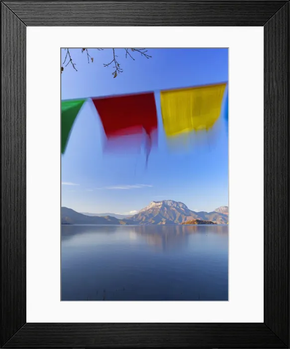 Framed Print : Prayer flags at Lugu Lake, Yunnan, China Framed Print : Prayer flags at Lugu Lake, Yunnan, China