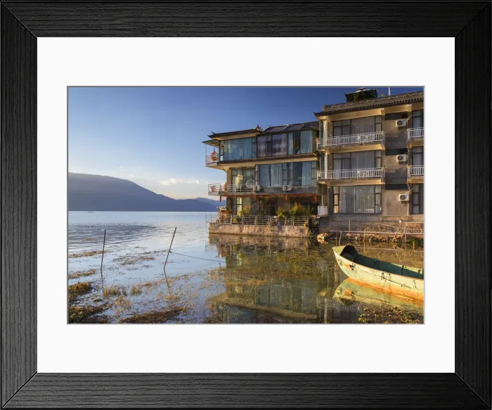 Framed Print : Guesthouse on Erhai Lake, Shuanglang, Yunnan, China Framed Print : Guesthouse on Erhai Lake, Shuanglang, Yunnan, China