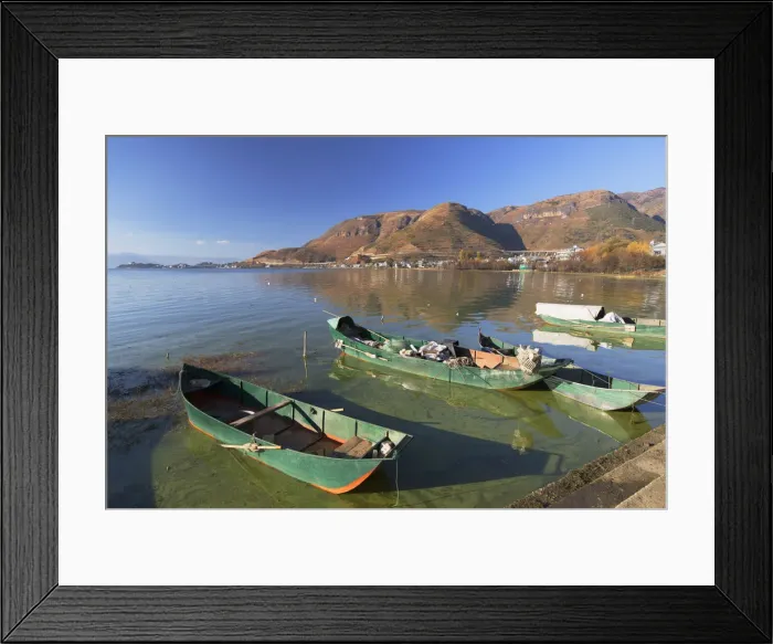 Framed Print : Boats on Erhai Lake, Shuanglang, Yunnan, China Framed Print : Boats on Erhai Lake, Shuanglang, Yunnan, China