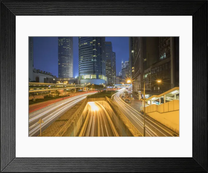 Framed Print : Connaught Road at dusk, Central, Hong Kong Island, Hong Kong, China Framed Print : Connaught Road at dusk, Central, Hong Kong Island, Hong Kong, China