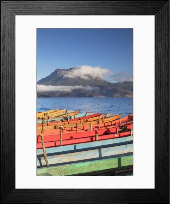 Framed Print : Boats on Lugu Lake, Yunnan, China Framed Print : Boats on Lugu Lake, Yunnan, China