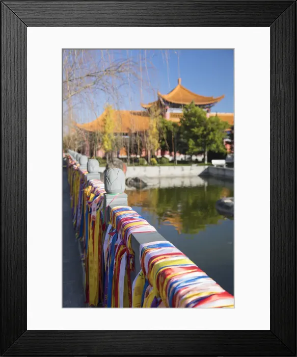 Framed Print : Prayer ribbons at Chongsheng Temple, Dali, Yunnan, China