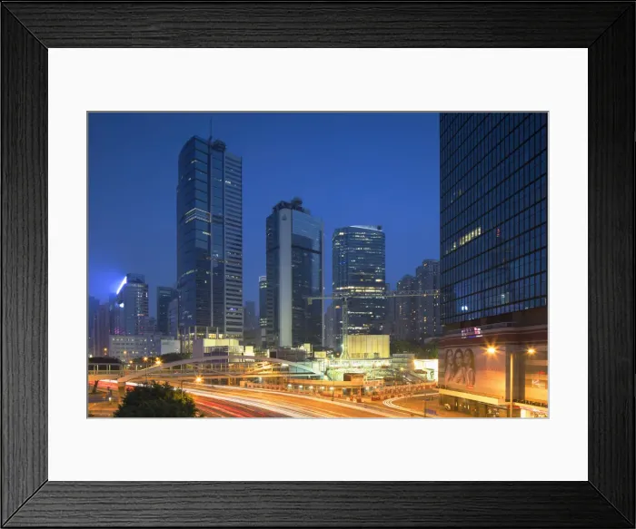 Framed Print : Connaught Road at dusk, Admiralty, Hong Kong Island, Hong Kong, China Framed Print : Connaught Road at dusk, Admiralty, Hong Kong Island, Hong Kong, China
