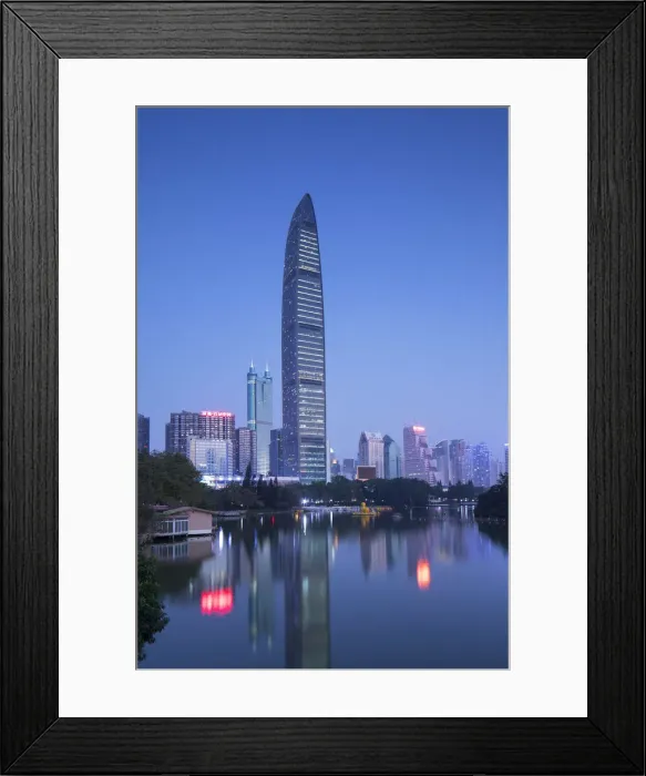 Framed Print : KK100 (KingKey 100) skyscraper and Lizhi Park, Shenzhen, Guangdong, China Framed Print : KK100 (KingKey 100) skyscraper and Lizhi Park, Shenzhen, Guangdong, China