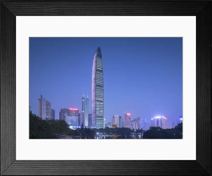 Framed Print : KK100 (KingKey 100) skyscraper and Lizhi Park, Shenzhen, Guangdong, China Framed Print : KK100 (KingKey 100) skyscraper and Lizhi Park, Shenzhen, Guangdong, China