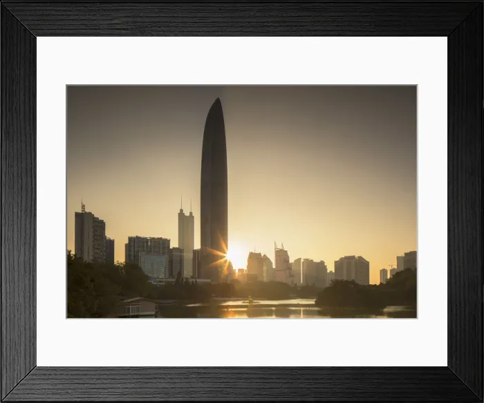 Framed Print : KK100 (KingKey 100) skyscraper and Lizhi Park at dawn, Shenzhen, Guangdong, China Framed Print : KK100 (KingKey 100) skyscraper and Lizhi Park at dawn, Shenzhen, Guangdong, China