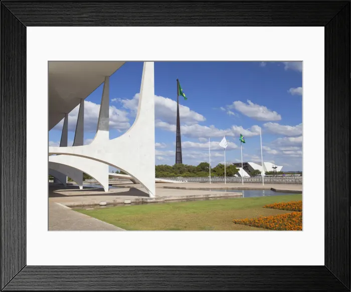 Framed Print : Planalto Palace and Brazilian flag, Brasilia, Federal District, Brazil Framed Print : Planalto Palace and Brazilian flag, Brasilia, Federal District, Brazil