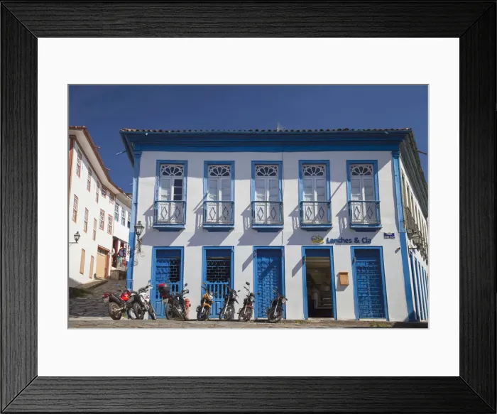 Framed Print : Motorcycles outside shop, Diamantina (UNESCO World Heritage Site), Minas Gerais, Brazil Framed Print : Motorcycles outside shop, Diamantina (UNESCO World Heritage Site), Minas Gerais, Brazil