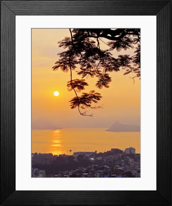 Framed Print : Brazil, City of Rio de Janeiro, Sunrise view over Gloria towards Niteroi from Mirante Framed Print : Brazil, City of Rio de Janeiro, Sunrise view over Gloria towards Niteroi from Mirante