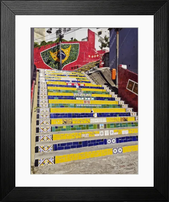 Framed Print : Brazil, City of Rio de Janeiro, View of the Selaron Steps connecting Lapa and Santa