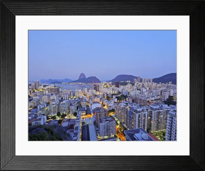 Framed Print : Brazil, City of Rio de Janeiro, Twilight view over Botafogo Neighbourhood towards Framed Print : Brazil, City of Rio de Janeiro, Twilight view over Botafogo Neighbourhood towards