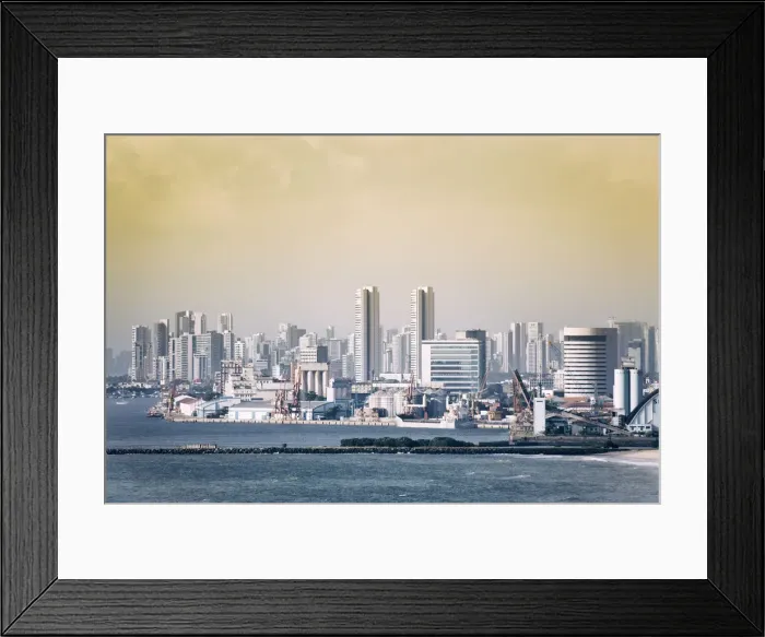 Framed Print : South America, Brazil, Pernambuco, Recife, view of Recifes modern center from Olinda