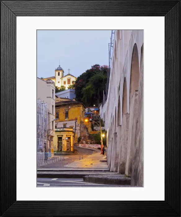 Framed Print : Brazil, State of Rio de Janeiro, City of Rio de Janeiro, Lapa, Twilight view of
