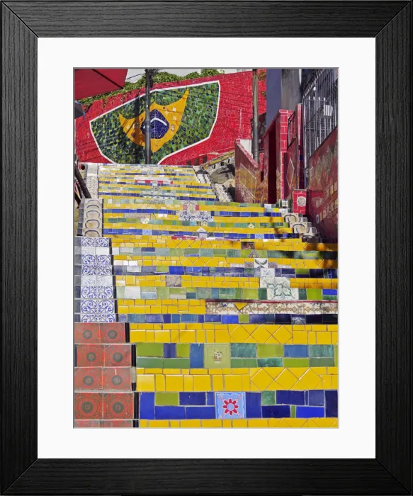 Framed Print : Brazil, City of Rio de Janeiro, View of the Selaron Steps connecting Lapa and Santa Framed Print : Brazil, City of Rio de Janeiro, View of the Selaron Steps connecting Lapa and Santa