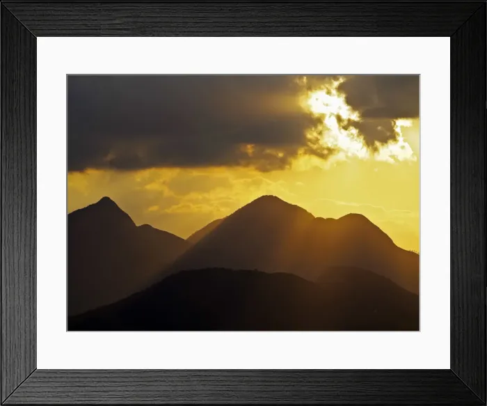 Framed Print : Brazil, State of Rio de Janeiro, View of the mountains near Petropolis during the sunset Framed Print : Brazil, State of Rio de Janeiro, View of the mountains near Petropolis during the sunset