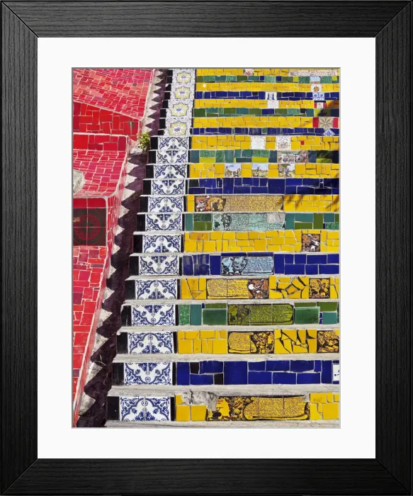 Framed Print : Brazil, City of Rio de Janeiro, Detailed view of the Selaron Steps connecting Lapa Framed Print : Brazil, City of Rio de Janeiro, Detailed view of the Selaron Steps connecting Lapa