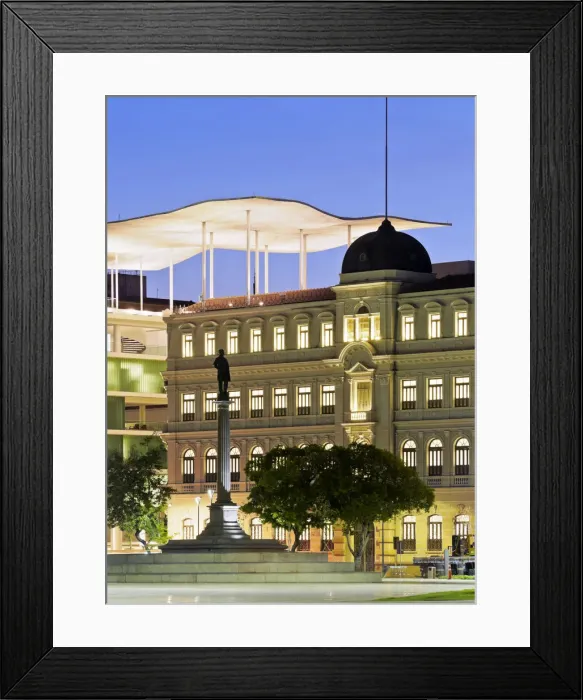 Framed Print : Brazil, City of Rio de Janeiro, Praca Maua, Twilight view of the Museu de Arte do Rio Framed Print : Brazil, City of Rio de Janeiro, Praca Maua, Twilight view of the Museu de Arte do Rio