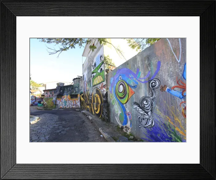 Framed Print : South America, Brazil, Sao Paulo, Vila Madalena, the Beco do Batman - an alley covered