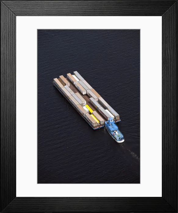 Framed Print : Brazil, Amazonas, container barge and tug on the Rio Negro in Manaus in the Brazilian Framed Print : Brazil, Amazonas, container barge and tug on the Rio Negro in Manaus in the Brazilian