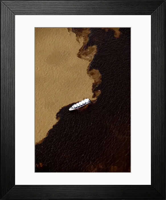 Framed Print : South America, Brazil, Amazonas state, A boat at the meeting of the waters - the meeting Framed Print : South America, Brazil, Amazonas state, A boat at the meeting of the waters - the meeting