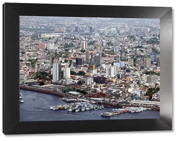South America, Brazil, Amazonas state, Manaus, aerial view of the city centre of Manaus