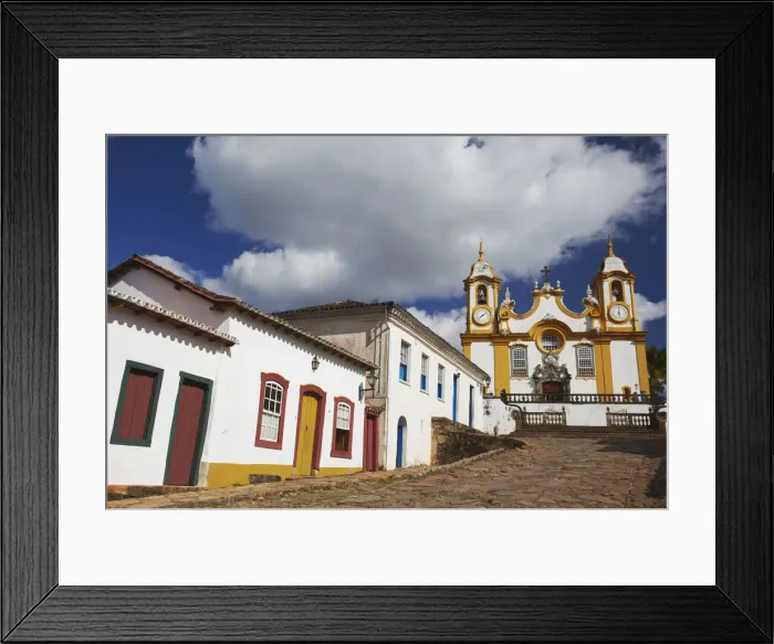 Framed Print : Colonial houses and Matriz de Santo Antonio Church, Tiradentes, Minas Gerais, Brazil