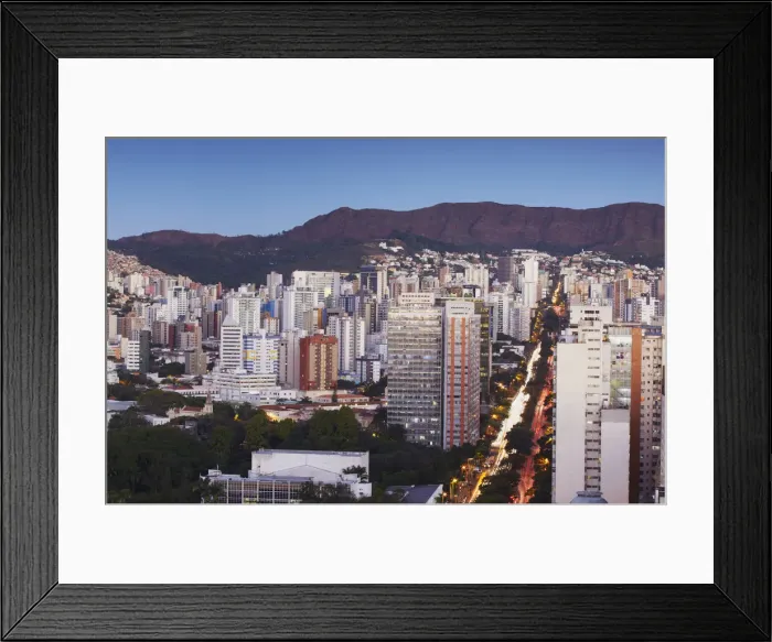 Framed Print : View of Avenida Afonso Pena and city skyline at dusk, Belo Horizonte, Minas Gerais Framed Print : View of Avenida Afonso Pena and city skyline at dusk, Belo Horizonte, Minas Gerais
