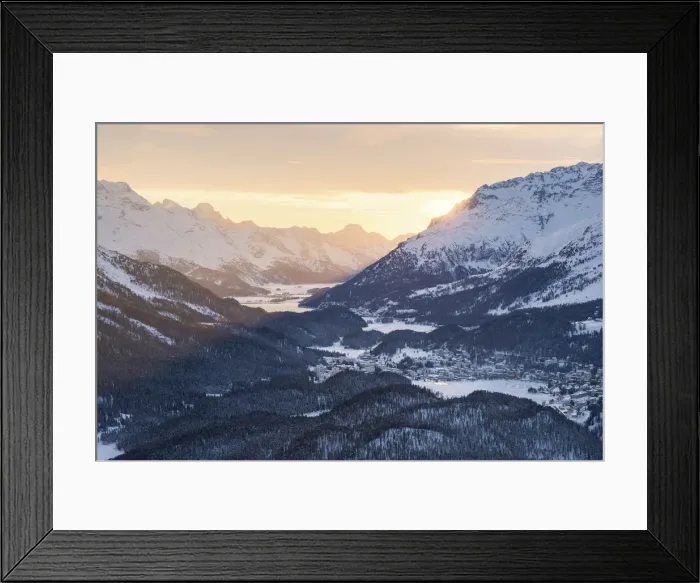 Framed Print : The sunset on St. Moritz from Muottas Muragl, St. Moritz, Canton of Graubunden, Engadin Framed Print : The sunset on St. Moritz from Muottas Muragl, St. Moritz, Canton of Graubunden, Engadin