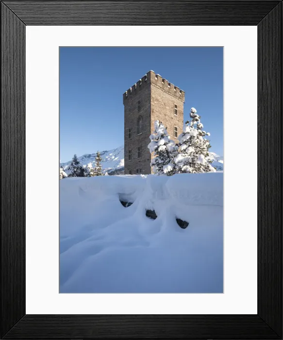 Framed Print : Belvedere Tower in Maloja Pass, Bregaglia Valley, canton of Graubunden, Engadin Framed Print : Belvedere Tower in Maloja Pass, Bregaglia Valley, canton of Graubunden, Engadin