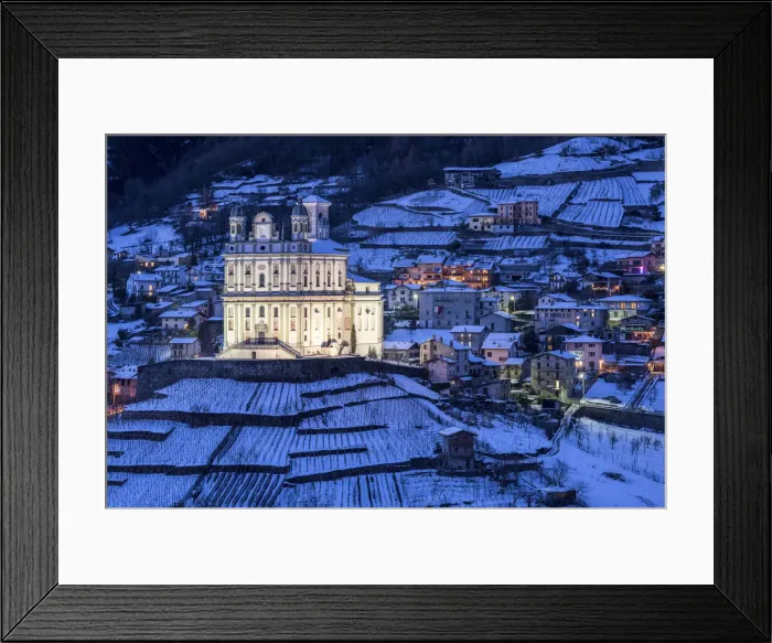 Framed Print : The sanctuary of Santa Casa di Loreto in Tresivio from peak of Calvario, Province Framed Print : The sanctuary of Santa Casa di Loreto in Tresivio from peak of Calvario, Province
