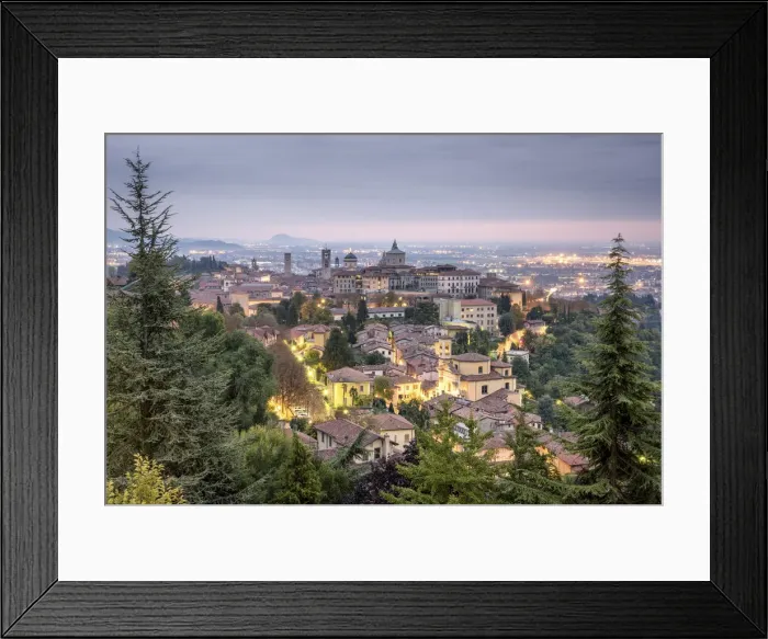 Framed Print : Cloudy sunrise at upper city of Bergamo, Lombardy, Italy Framed Print : Cloudy sunrise at upper city of Bergamo, Lombardy, Italy