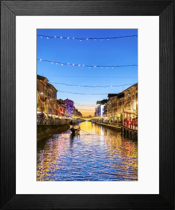 Framed Print : Naviglio Grande with Christmas lights, Milan, Lombardy, Italy, Europe Framed Print : Naviglio Grande with Christmas lights, Milan, Lombardy, Italy, Europe