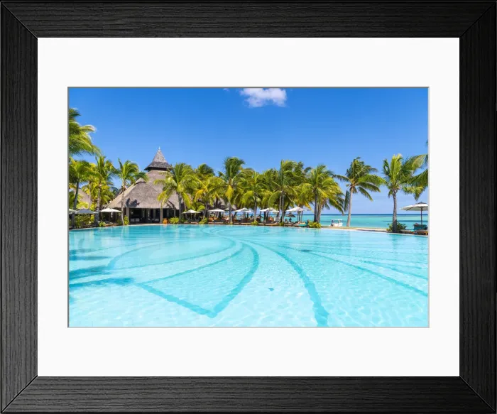 Framed Print : The swimming pool of the Beachcomber Paradis Hotel, Le Morne Brabant Peninsula, Black Framed Print : The swimming pool of the Beachcomber Paradis Hotel, Le Morne Brabant Peninsula, Black