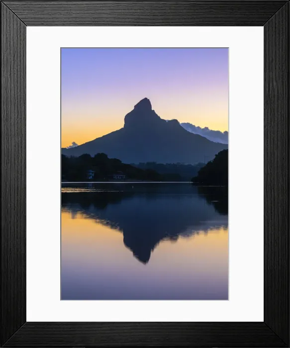 Framed Print : Rempart mountain reflected in Tamarin bay Framed Print : Rempart mountain reflected in Tamarin bay