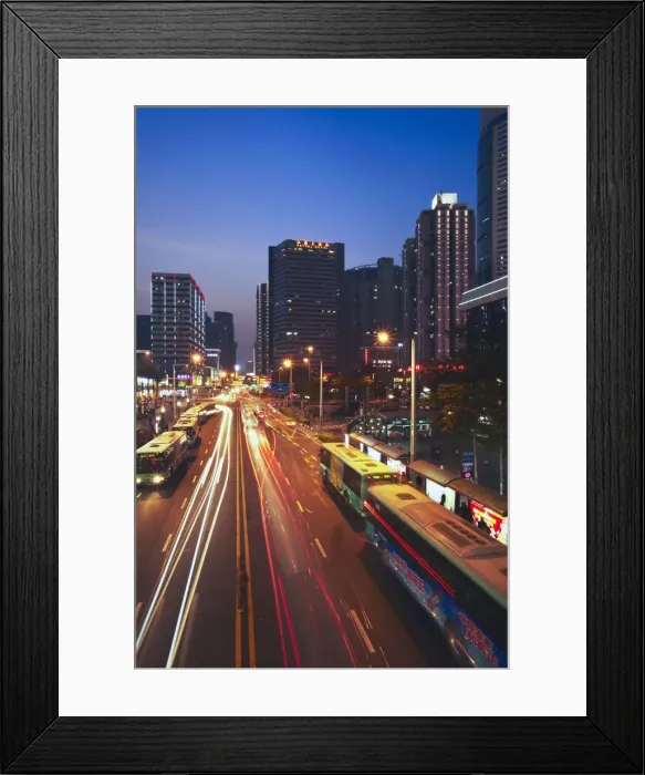 Framed Print : Downtown Shenzhen at dusk, Guangdong, China Framed Print : Downtown Shenzhen at dusk, Guangdong, China