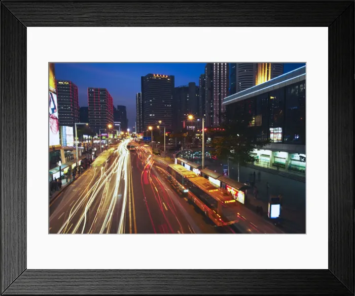 Framed Print : Downtown Shenzhen at dusk, Guangdong, China Framed Print : Downtown Shenzhen at dusk, Guangdong, China