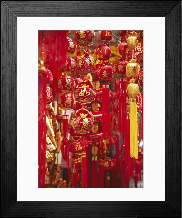 Framed Print : Chinese New Year decorations at market, Wan Chai, Hong Kong, China Framed Print : Chinese New Year decorations at market, Wan Chai, Hong Kong, China