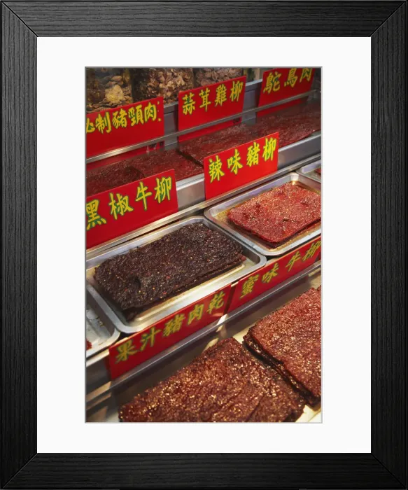 Framed Print : Bakkwa (salty-sweet dried pork), Macau, China Framed Print : Bakkwa (salty-sweet dried pork), Macau, China