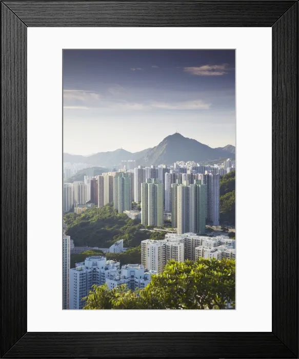 Framed Print : View of Kowloon Bay with Kowloon Peak in the background, Kowloon, Hong Kong, China Framed Print : View of Kowloon Bay with Kowloon Peak in the background, Kowloon, Hong Kong, China