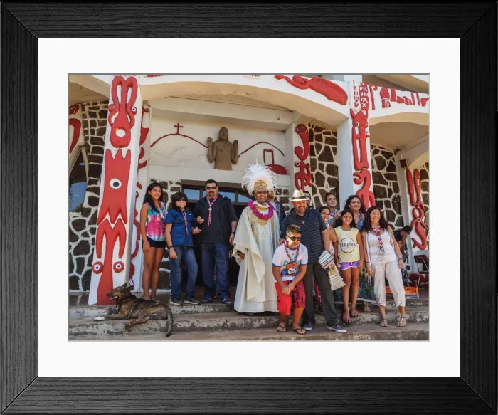 Framed Print : Rapa Nui Priest in front of the church on Easter Sunday, Hanga Roa, Easter Island, Chile Framed Print : Rapa Nui Priest in front of the church on Easter Sunday, Hanga Roa, Easter Island, Chile