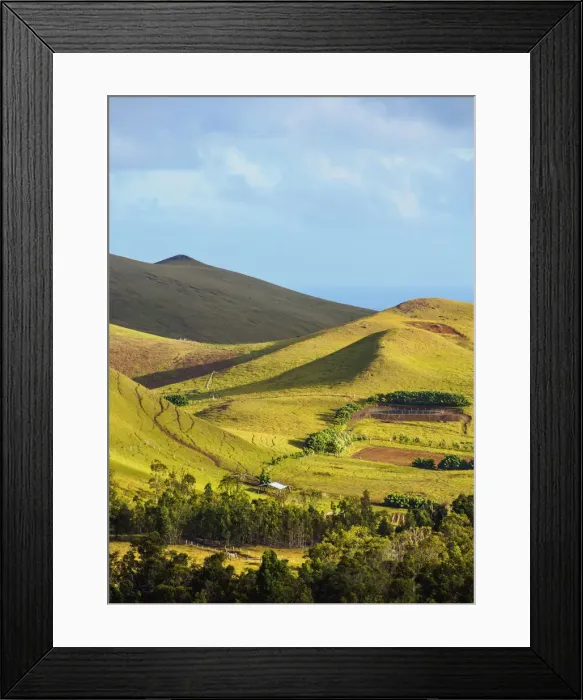 Framed Print : Landscape of the island seen from the way up to the Maunga Terevaka, Easter Island, Chile Framed Print : Landscape of the island seen from the way up to the Maunga Terevaka, Easter Island, Chile