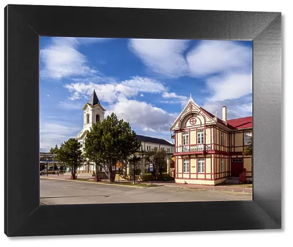 Arturo Prat Main Square, Puerto Natales, Ultima Esperanza Province, Patagonia, Chile