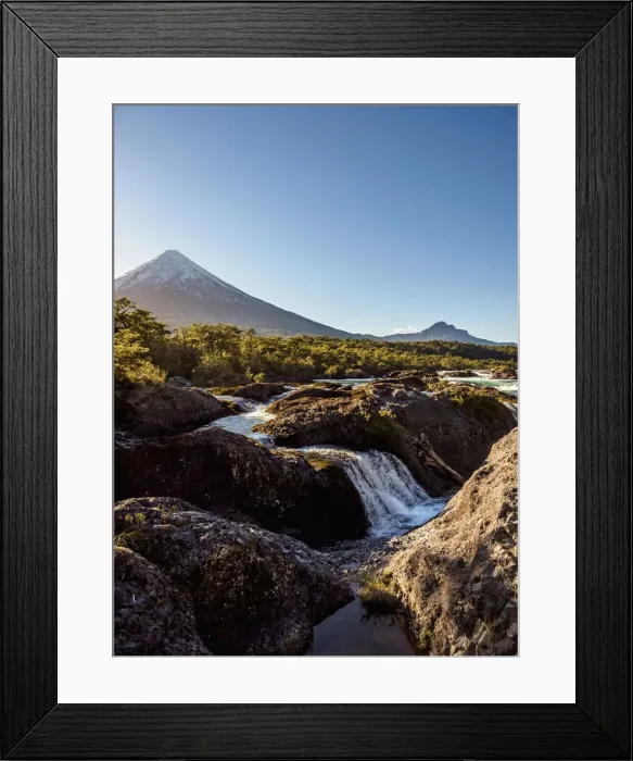 Framed Print : Petrohue Waterfalls and Osorno Volcano, Petrohue, Llanquihue Province, Los Lagos Region Framed Print : Petrohue Waterfalls and Osorno Volcano, Petrohue, Llanquihue Province, Los Lagos Region