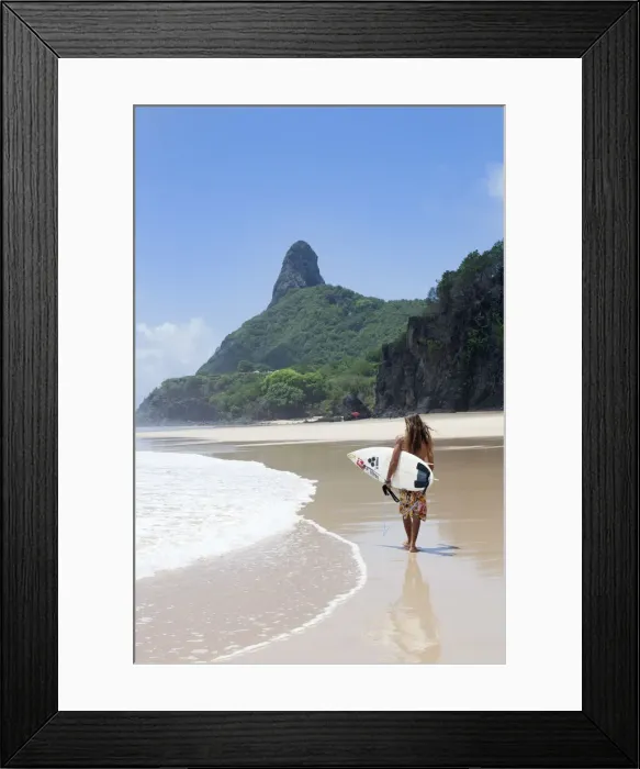 Framed Print : South America, Brazil, Pernambuco, Fernando de Noronha Island, surfer on Father s Framed Print : South America, Brazil, Pernambuco, Fernando de Noronha Island, surfer on Father s